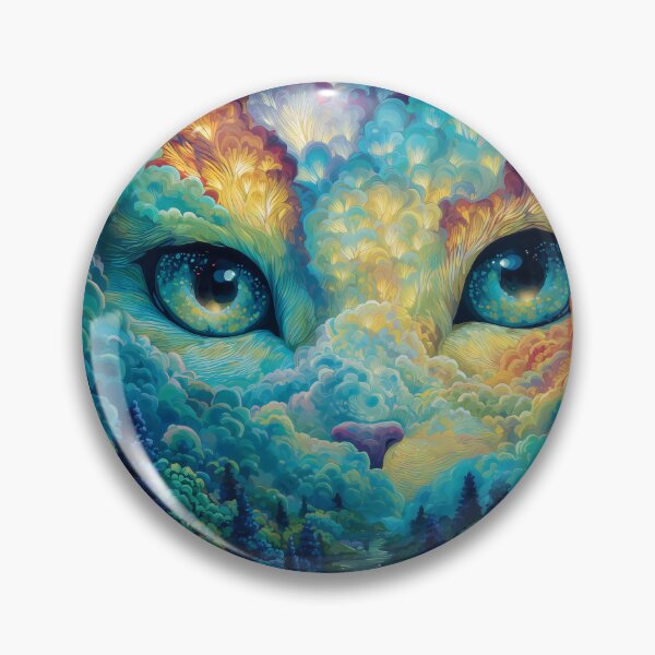 Item preview, Cosmic Cloud Cat Forest Psychedelic Art Print designed and sold by HarmonicDaze.