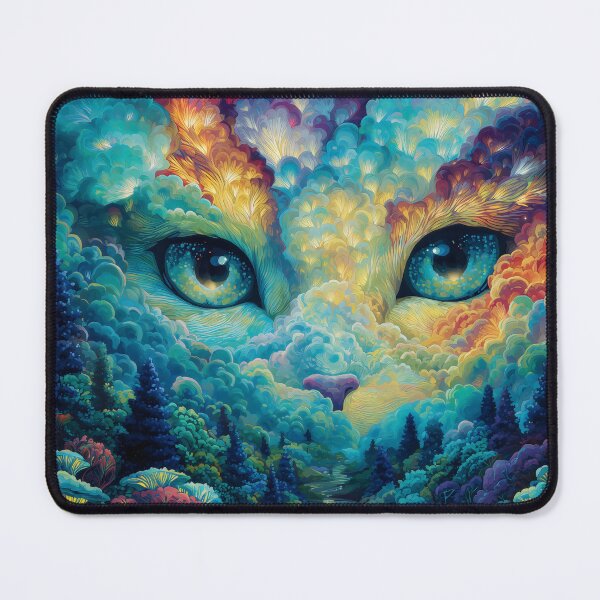 Item preview, Cosmic Cloud Cat Forest Psychedelic Art Print designed and sold by HarmonicDaze.