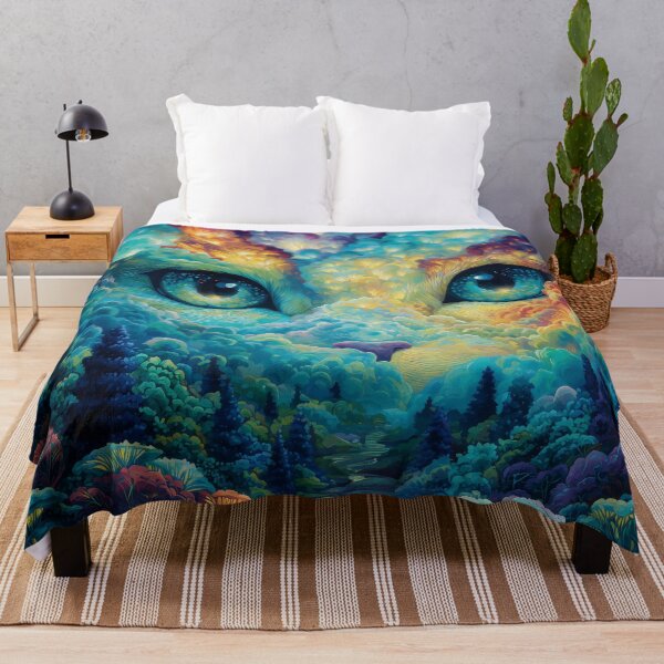 Item preview, Cosmic Cloud Cat Forest Psychedelic Art Print designed and sold by HarmonicDaze.