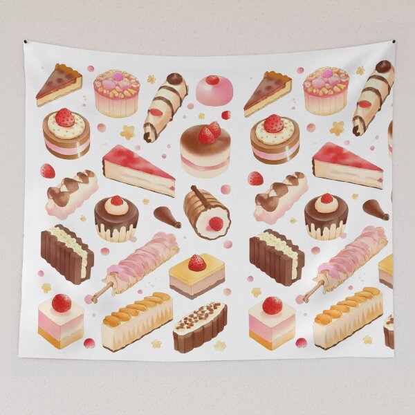 Item preview, Kawaii Japanese snacks and desserts pattern designed and sold by Marti’s Shop Corner.