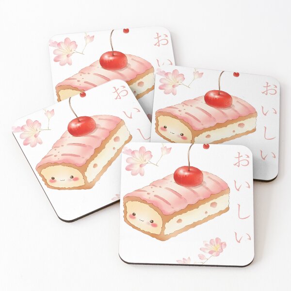 Item preview, Kawaii Japanese cake with cherry and sakura hiragana oishii designed and sold by Marti’s Shop Corner.