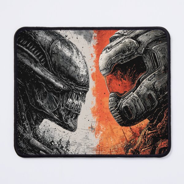 Item preview, Doom Slayer vs Xenomorph Crossover Fan Art - Demon Hunter Meets Alien Horror Graphic Tee Design designed and sold by Senpaiwaves.