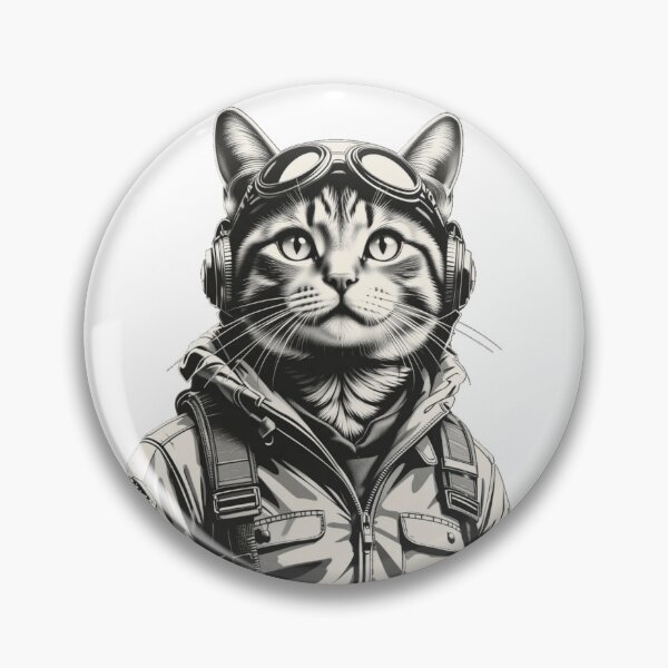 Item preview, Pilot cat Black and white  designed and sold by DigitalArtTK.