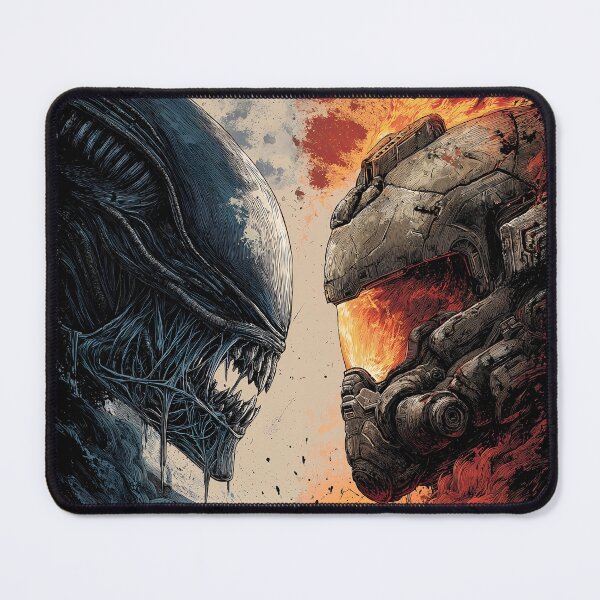 Item preview, Doom Slayer vs Xenomorph Crossover Fan Art - Demon Hunter Meets Alien Horror Graphic Tee Design designed and sold by Senpaiwaves.