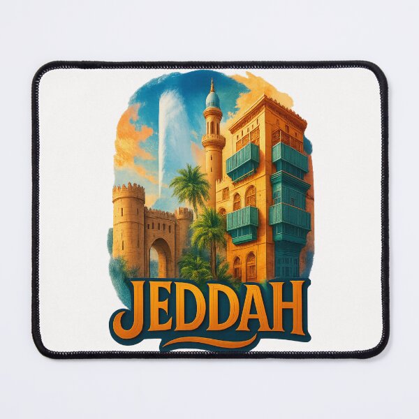 Item preview, Old Jeddah Cityscape with King Fahd Fountain, Saudi Arabia designed and sold by Places On Earth.