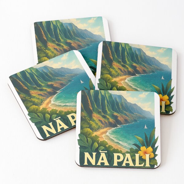 Item preview, Nā Pali Coast Beach and Hibiscus, Kauai Hawaii designed and sold by Places On Earth.