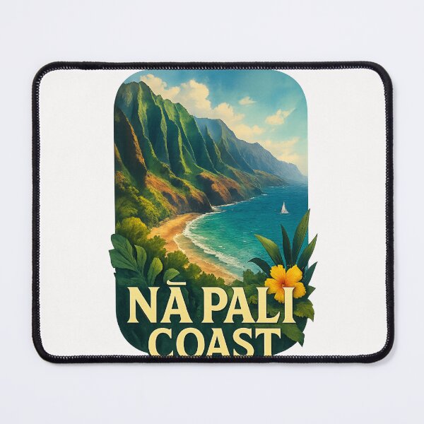 Item preview, Nā Pali Coast Beach and Hibiscus, Kauai Hawaii designed and sold by Places On Earth.