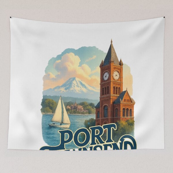 Item preview, Port Townsend Clock Tower and Mount Rainier View, Washington USA designed and sold by Aryabek.
