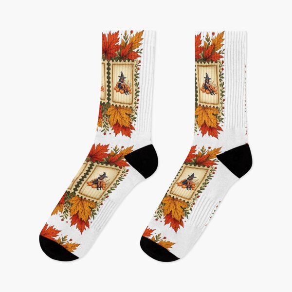 Item preview, Autumn Leaves with Three Cute Witch and Pumpkin scenes designed and sold by Mischief Designs.