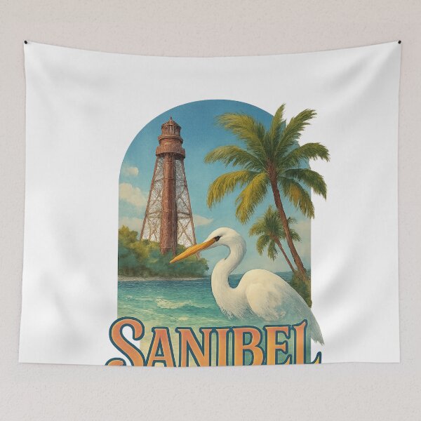 Item preview, Sanibel Island Lighthouse and Egret, Florida USA designed and sold by Aryabek.