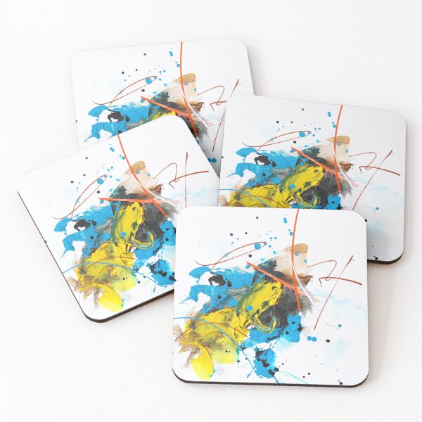 Item preview, Vibrant blue and yellow mixed media abstract. designed and sold by ZebEddy.