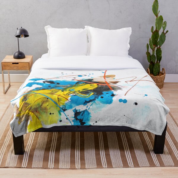 Item preview, Vibrant blue and yellow mixed media abstract. designed and sold by ZebEddy.