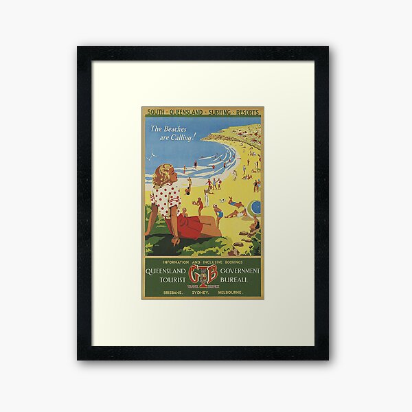 Queensland, Australia Vintage Travel Poster Framed Art Print