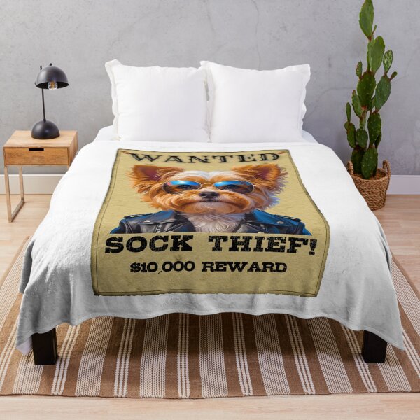 Item preview, Funny Yorkipoo WANTED Poster – Cool Sunglasses & Leather Jacket Sock Thief designed and sold by Fredster1966.