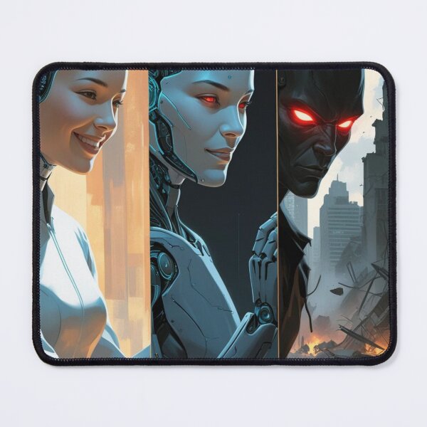 Item preview, Which One AI Is It Gonna Be? – Helper or Threat Split Illustration designed and sold by smitke.