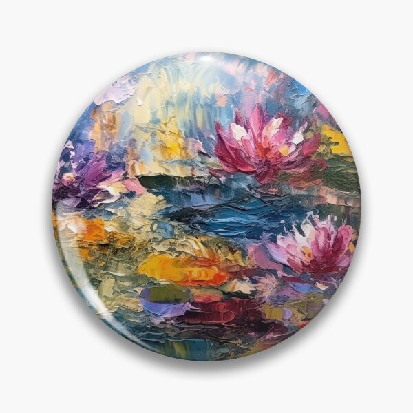 Item preview, Textured Water Lilies, Impasto Impressionist Art designed and sold by helgekerler.