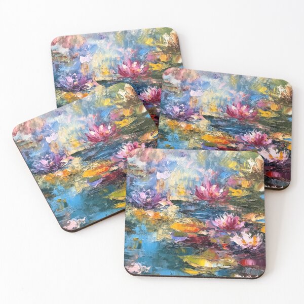 Item preview, Textured Water Lilies, Impasto Impressionist Art designed and sold by helgekerler.