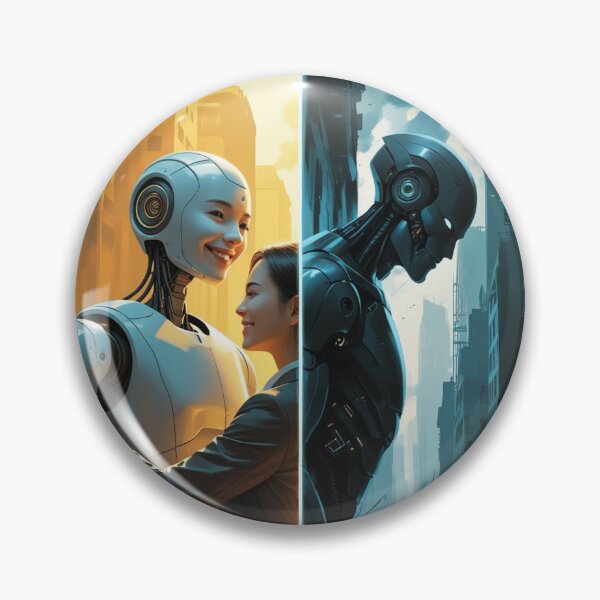 Item preview, Which One AI Is It Gonna Be? – Helper or Threat Split Illustration designed and sold by smitke.