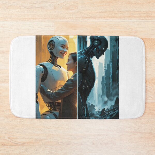 Item preview, Which One AI Is It Gonna Be? – Helper or Threat Split Illustration designed and sold by smitke.