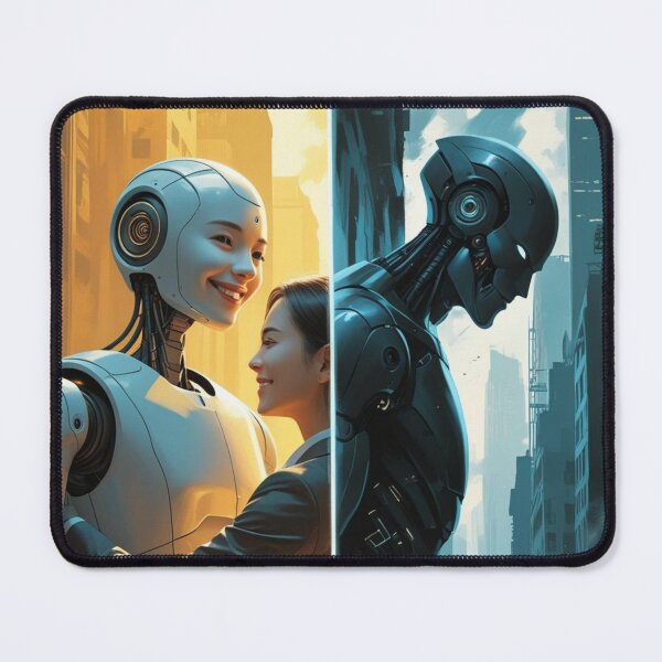Item preview, Which One AI Is It Gonna Be? – Helper or Threat Split Illustration designed and sold by smitke.