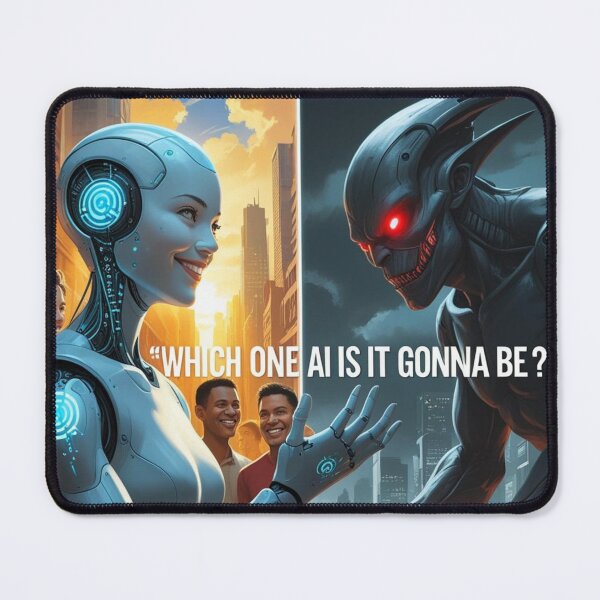 Item preview, Which One AI Is It Gonna Be? – Helper or Threat Split Illustration designed and sold by smitke.