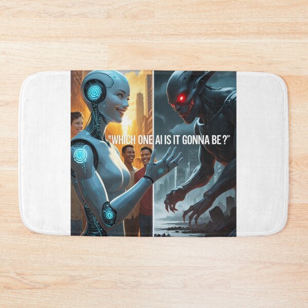 Item preview, Which One AI Is It Gonna Be? – Helper or Threat Split Illustration designed and sold by smitke.