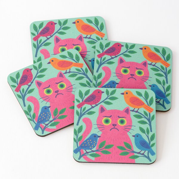 Item preview, Pink Cat's Pondering with Feathered Friends designed and sold by zzz888.