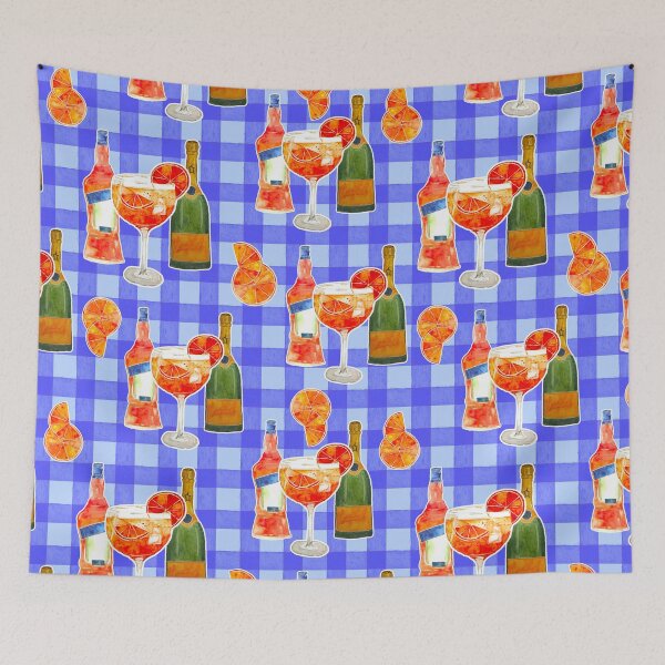 Item preview,  Summer Italian Spritz Picnic Blue Gingham Check Pattern designed and sold by soleastudio.