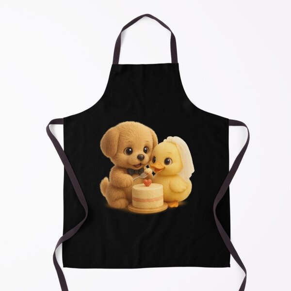 Item preview, Puppy Groom & Duckling Bride sharing a wedding cake designed and sold by Moons Studio.