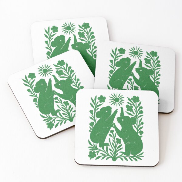 Item preview, Koala in the Gum Leaves – Vintage Linocut Style Green designed and sold by Highway45nz.