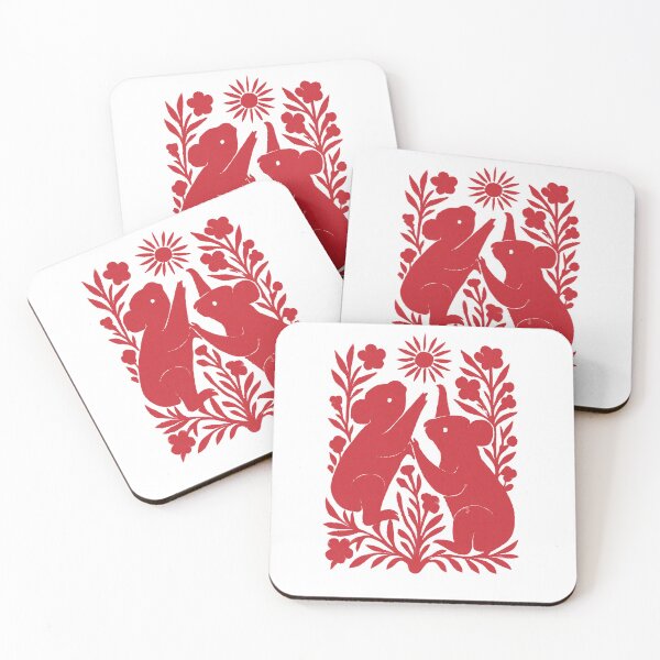 Item preview, Koala in the Gum Leaves – Vintage Linocut Style Red designed and sold by Highway45nz.