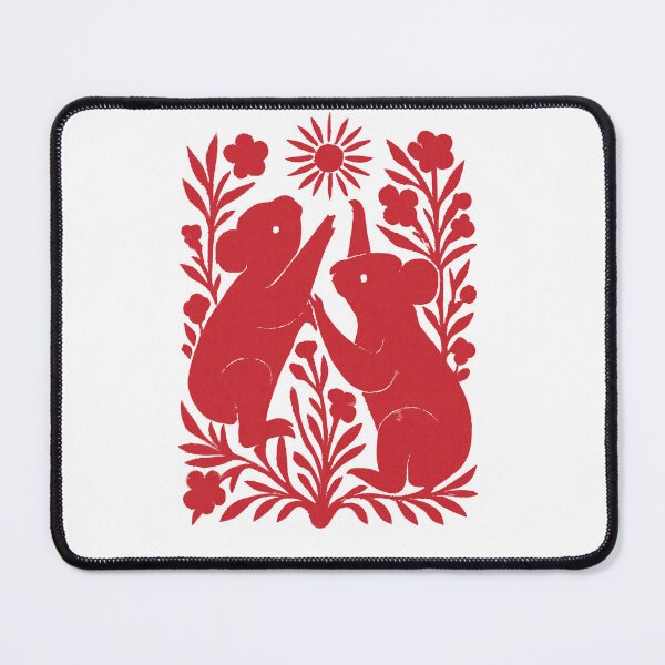 Item preview, Koala in the Gum Leaves – Vintage Linocut Style Red designed and sold by Highway45nz.
