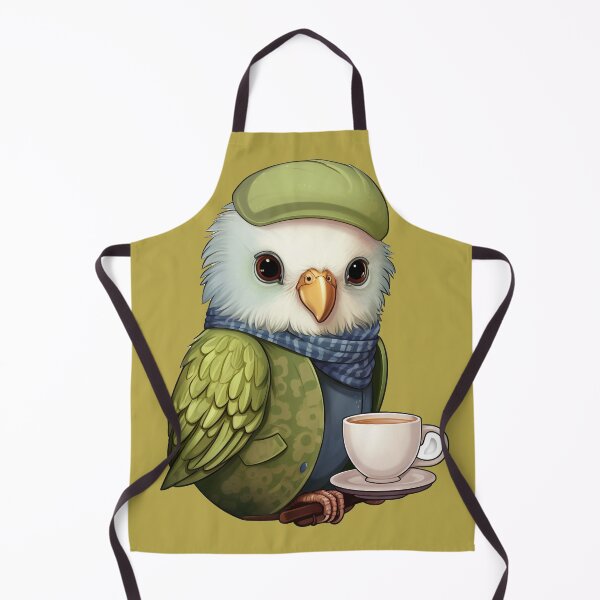 Item preview, Cute Dapper Parrot with Coffee Cup – Cozy Bird Art designed and sold by PaintbrushPlace.
