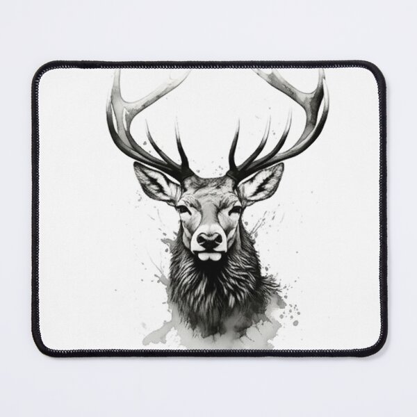 Item preview, Majestic Stag Head – Black and White Ink Illustration designed and sold by ebinroi.