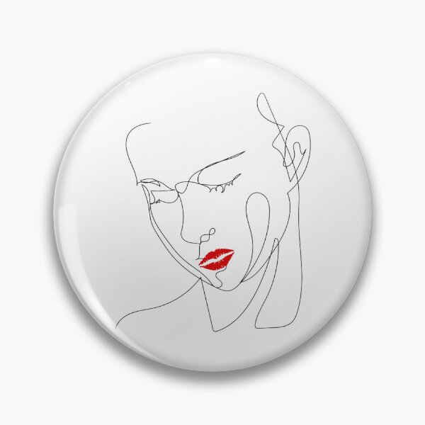 Item preview, Elegant One-Line Female Face with Red Lip Highlight designed and sold by SplashTastic.