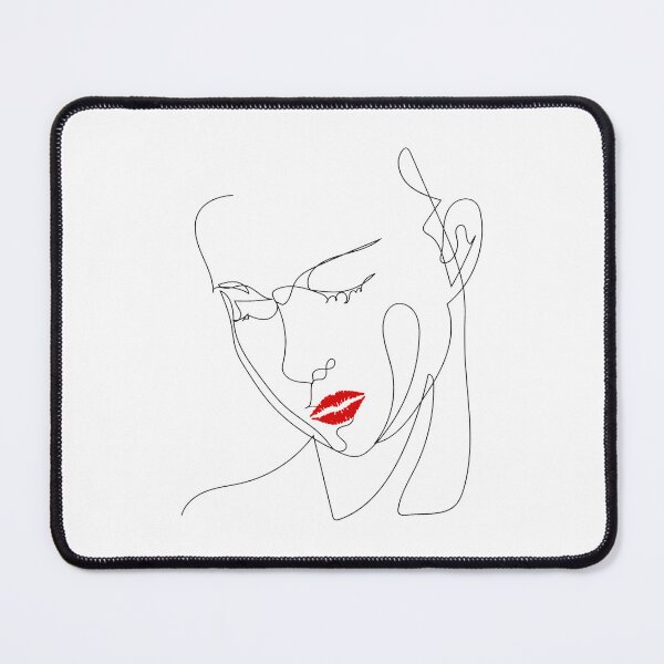 Item preview, Elegant One-Line Female Face with Red Lip Highlight designed and sold by SplashTastic.