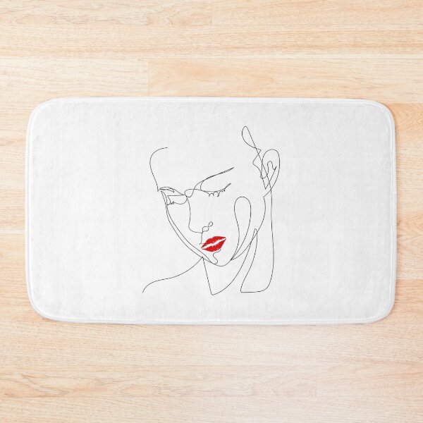Item preview, Elegant One-Line Female Face with Red Lip Highlight designed and sold by SplashTastic.