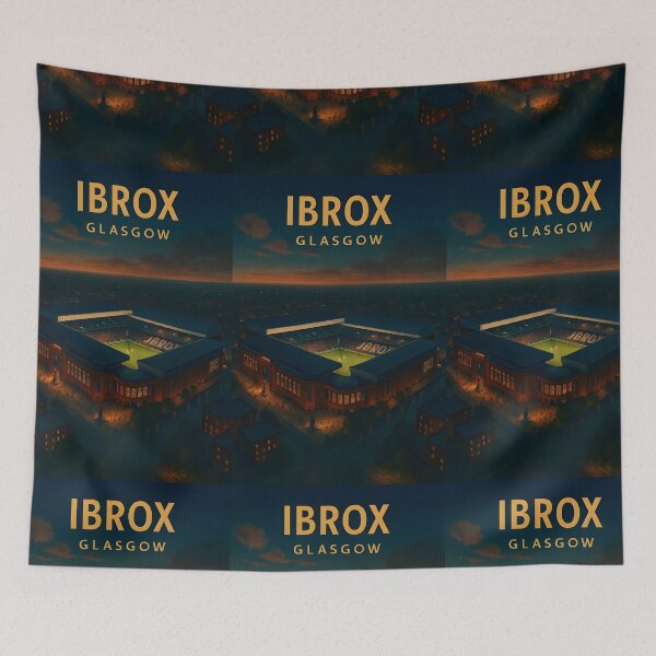 Item preview, Ibrox Stadium – Glasgow Twilight Aerial Poster designed and sold by WhisperFrame.