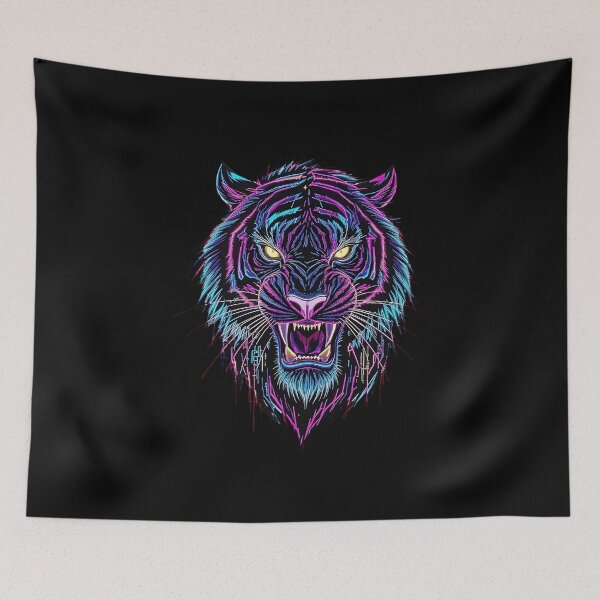 Item preview, Neon Roaring Tiger Silhouette designed and sold by Zenthosprint.