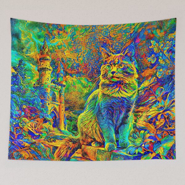 Item preview, Mystic Feline Beneath Swirling Painted Skies designed and sold by blackhalt.