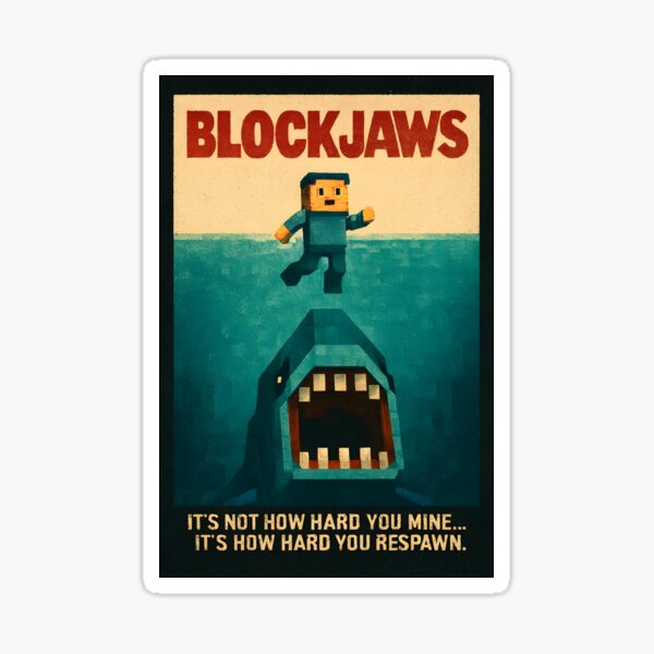 Item preview, BLOCKJAWS – Pixel-Art Shark Attack Poster designed and sold by WhisperFrame.