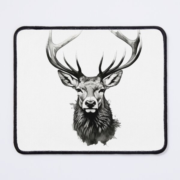 Item preview, Majestic Stag Head – Black and White Ink Illustration designed and sold by ebinroi.