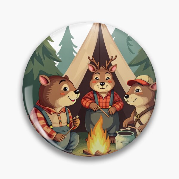 Item preview, Cute Forest Animals Camping Together Around Campfire in Front of Tent Illustration designed and sold by Mimoshi ⭐⭐⭐⭐⭐.