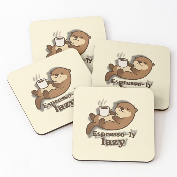 Item preview, Espresso-ly Lazy – Cute Cartoon Otter Drinking Coffee Illustration designed and sold by konthai.familyart.