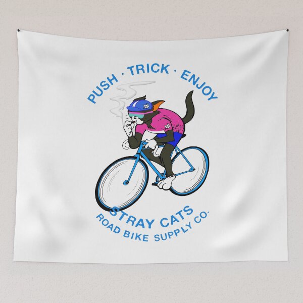 Item preview, STRAY CATS ROAD BIKE SUPPLLY CO.　Black cat　Pink x Navy designed and sold by YellowMagicJP.