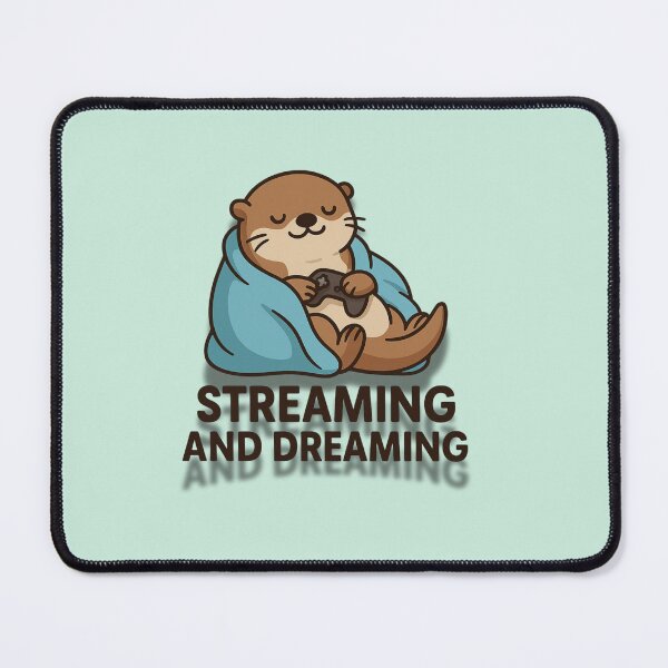 Item preview, Streaming and Dreaming – Cute Cartoon Otter Wrapped in Blanket Watching TV Illustration designed and sold by konthai.familyart.