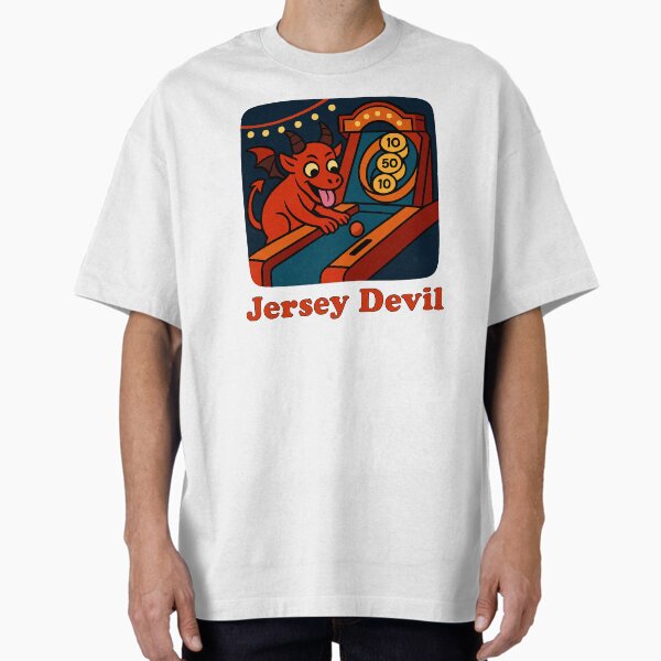 Item preview, Jersey Devil Playing Skee Ball – Cute Cryptid Carnival Art designed and sold by Folk Bestiary.