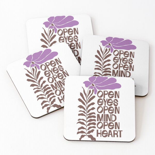 Item preview, Open Eyes Open Mind Open Heart – Retro Floral Typography designed and sold by andry01.
