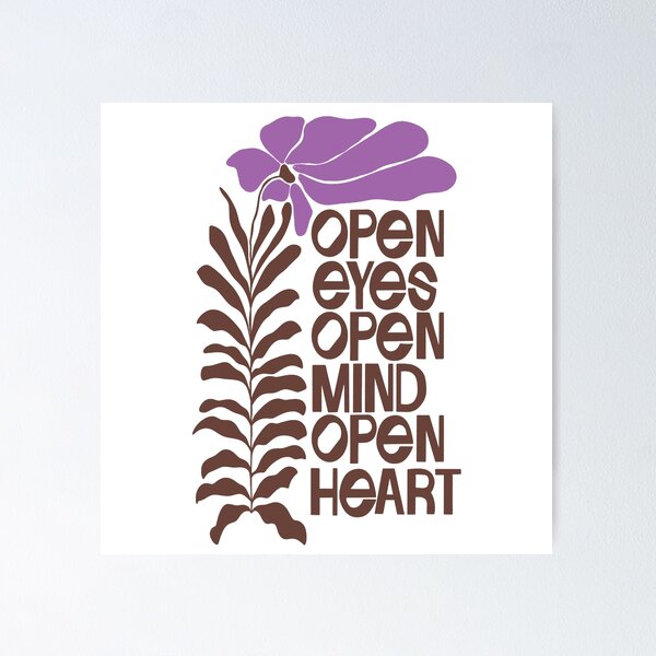 Item preview, Open Eyes Open Mind Open Heart – Retro Floral Typography designed and sold by andry01.