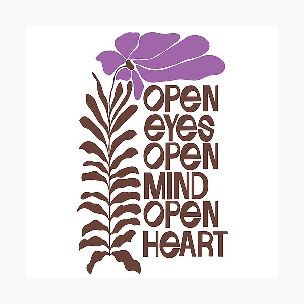 Item preview, Open Eyes Open Mind Open Heart – Retro Floral Typography designed and sold by andry01.